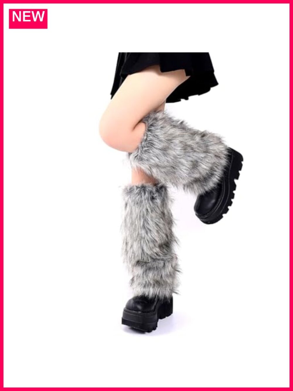 Faux Fur Furry Leg Warmers Women's Winter Boot Cuffs Stretchy Knit